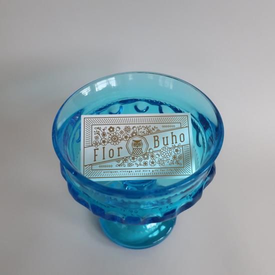 Vintage Indiana Glass blue Glass Candy Pot/ビンテージ ブルー