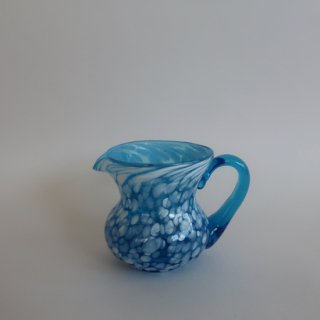 Vintage mini blue marble glass flower vase/ビンテージ ブルー ガラス ミニ フラワーベース /花器/一輪挿し(A270)