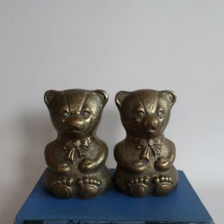 Vintage Brass Bear Bookends /ビンテージ 真鍮製 くまモチーフ ブックエンド ペアset(A275)