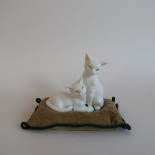 vintage ceramic cats object/ビンテージ 陶器製 ねこ オブジェ/置物(A282)