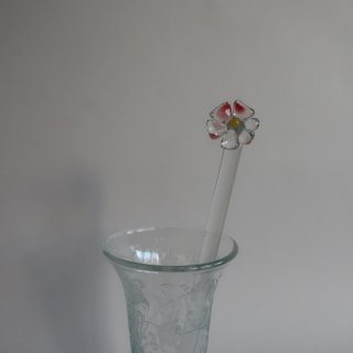 Vintage Glass Muddler flower/ӥơ 饹 ޥɥ顼 ե(A287)