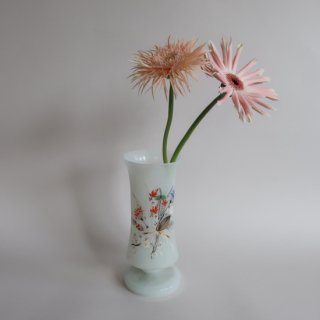 Antique frost Bristol Glass painted vase/ƥ եȥ饹 ե١ /ִ/(A293)