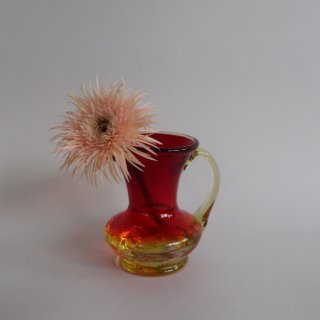 Vintage mini red glass flower vase/ビンテージ レッド ガラス ミニ フラワーベース /花器/一輪挿し(A291)