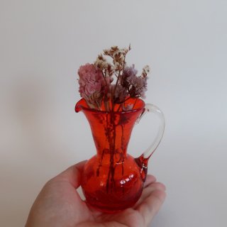 Vintage mini red glass flower vase/ビンテージ レッド ガラス ミニ フラワーベース /花器/一輪挿し(A292)