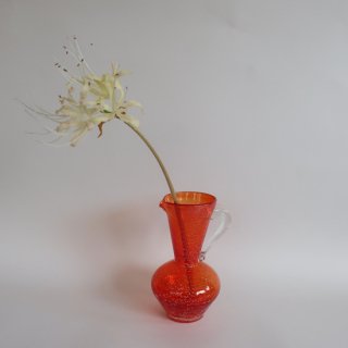 Vintage red×gold glass flower vase/ビンテージ レッド×ゴールド ガラス フラワーベース /花器/花瓶(A299)