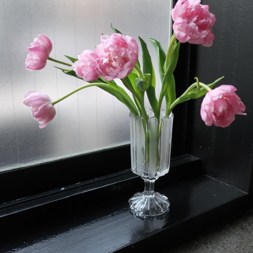 Vintage clear glass flower vase/ビンテージ クリアガラス Vintage clear glass flower vase/ビンテージ クリアガラス