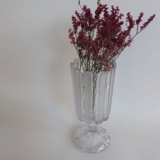 Vintage clear glass flower vase/ӥơ ꥢ饹 ե١//ִ(A303)