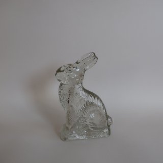 vintage glass Rabbit object/ビンテージ ガラス製 うさぎ オブジェ/置物(A308)