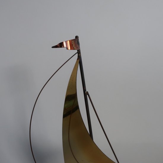 vintage DeMott Sailboat Sculpture Mid Century Brass with Marble Base /ビンテージ  真鍮製 船モチーフ オブジェ/置物(A318)