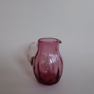 Vintage Pink Glass Flower Vase/ビンテージ ピンク ガラス ピッチャー フラワーベース /花器/花瓶(A321)