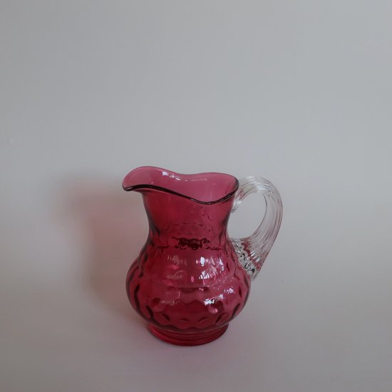 Vintage Cranberry Hand Blown glass Flower Vase/ビンテージ