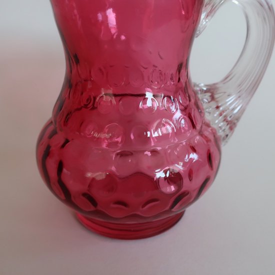 Vintage Cranberry Hand Blown glass Flower Vase/ビンテージ
