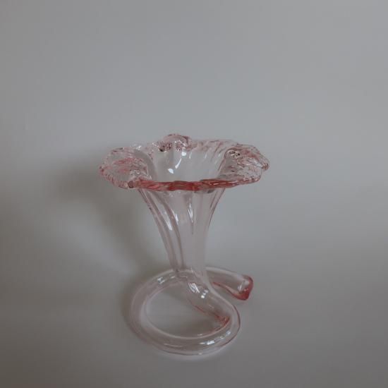 Vintage stiver Italy pink trumpet swirl lily Flower Vase