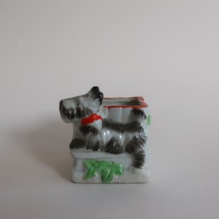 Vintage Ceramic Mini Flower Vase Dog Motif/ビンテージ 陶器 犬モチーフ ミニ フラワーベース/花瓶(A328)