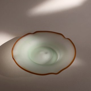 Vintage frost glass small plate/ビンテージ フロストガラス スモール プレート(A329)