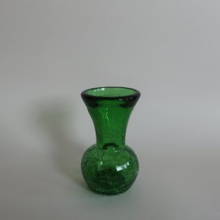 Vintage mini green glass flower vase/ビンテージ グリーン ガラス ミニ フラワーベース /花器/一輪挿し(A339)