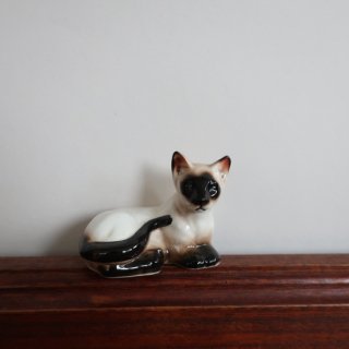 vintage ceramic cat mini object/ビンテージ 陶器製 ねこ ミニ オブジェ/置物(A347)