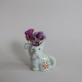 Vintage Ceramic Mini Flower Vase Dog Motif/ビンテージ 陶器 犬モチーフ ミニ フラワーベース/花瓶(A349)