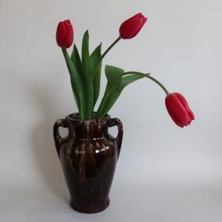 Vintage 60's-70's brown drip glaze Ceramic Flower Vase/ӥơ ƫ  ե١/(A361)