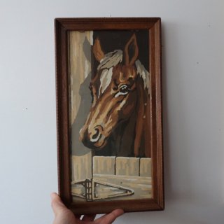 Vintage Horse Painting Art Frame/ビンテージ 馬モチーフ ペイント アート フレーム(A363)