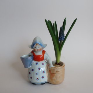 Vintage Ceramic Small Flower Vase Woman Motif/ビンテージ 陶器 女の子モチーフ フラワーベース/花瓶(A369)