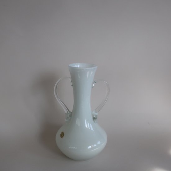 Vintage Vintage Enesco Italy White Glass Flower Vase/ビンテージ イタリア製 ホワイト ガラス  フラワーベース /花器/花瓶(A380)