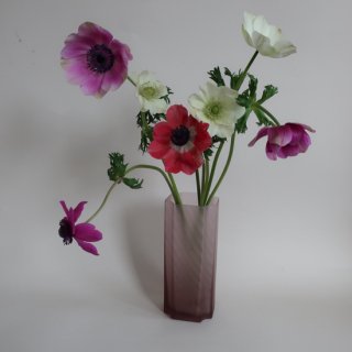 Vintage Purple Stripe Glass Flower Vase/ӥơ ѡץ ȥ饤 饹 ե١ /ִ/(A385)