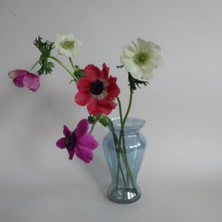 Vintage Blue Glass Flower Vase/ӥơ ֥롼 饹 ե١ /ִ/(A387)