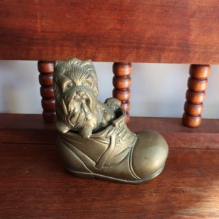 Vintage Dog motif brass object/ビンテージ 真鍮 犬モチーフ オブジェ(A391)