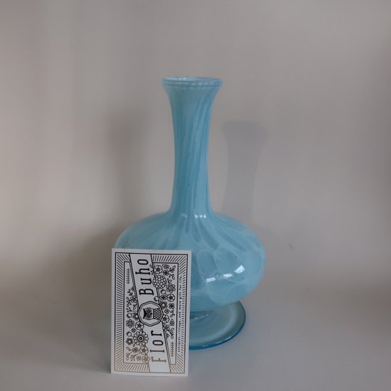 Vintage Blue×White Marble Glass Flower Vase/ビンテージ ブルー