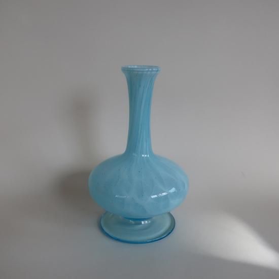 Vintage Blue×White Marble Glass Flower Vase/ビンテージ ブルー