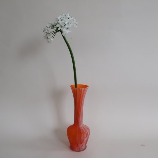 Vintage Orange Marble Glass Flower Vase/ビンテージ オレンジ 