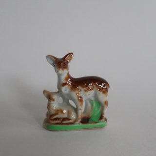 vintage ceramic deer small object/ビンテージ 陶器製 鹿 親子 スモール オブジェ/置物(A399)