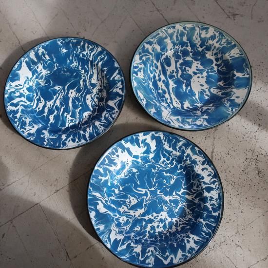 vintage marble enamel plate/ビンテージ ブルー マーブル 琺瑯