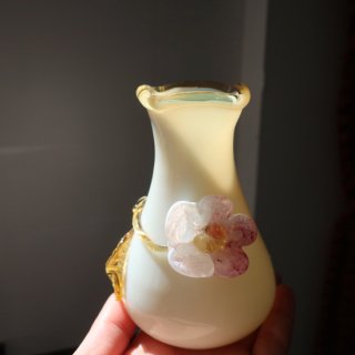 Vintage hand made glass flower vase/ビンテージ ハンドメイド フラワーベース /花器/花瓶(A450)