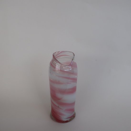 Vintage Pink Marble Glass Flower Vase/ビンテージ マーブル ガラス