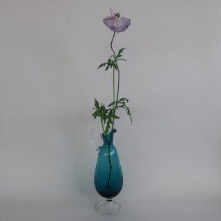 Vintage Blue Glass Flower Vase L size/ビンテージ ブルー ガラス フラワーベース /花器/花瓶(A458)