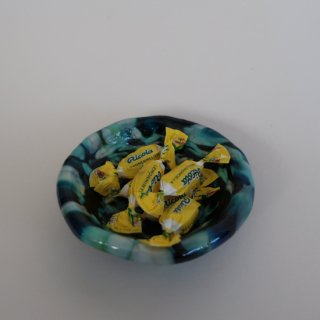 USA marble glass tray/ビンテージ マーブルガラス トレー/灰皿(A463)