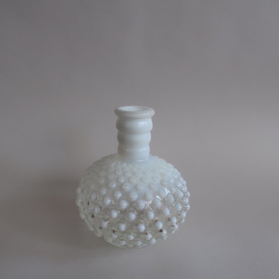 Vintage 40s Fenton Moonstone Hobnail Perfume Bottle/Vase 