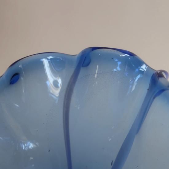 ガラス花瓶　ヴィンテージ　フラワーベース Vintage Blue×White Glass Flower Vase/ビンテージ ブルー ガラス