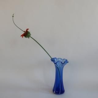 Vintage BlueWhite Glass Flower Vase/ӥơ ֥롼 饹 ե١ /ִ/(A473)