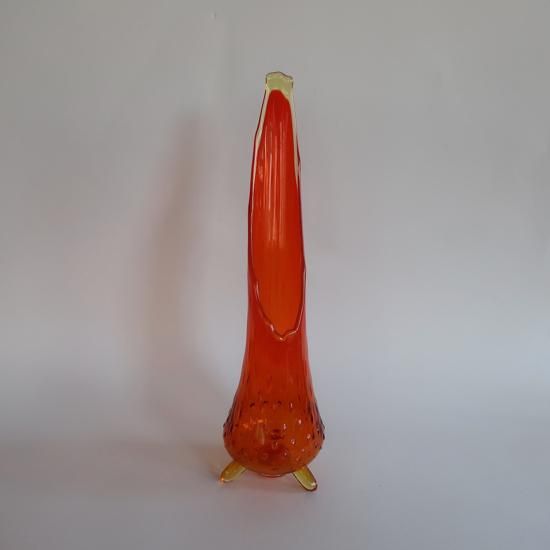 Vintage Swung Art Glass Orange Vase L size/ミッド Vintage Swung Art Glass Orange Vase L size/ミッド