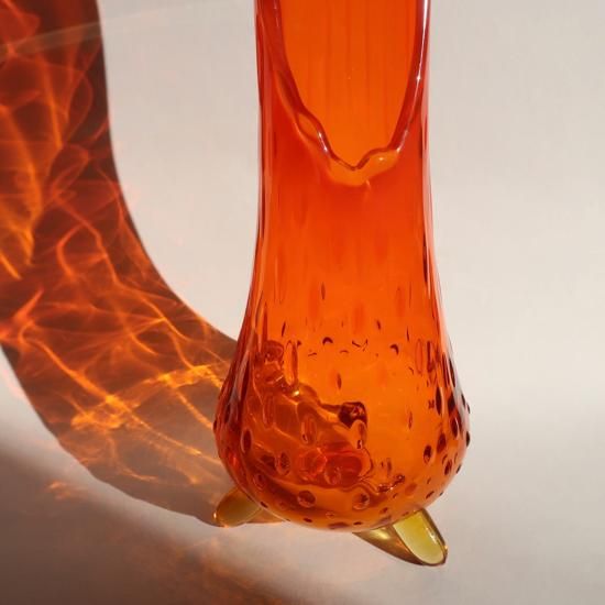 Vintage Swung Art Glass Orange Vase L size/ミッド Vintage Swung Art Glass Orange Vase L size/ミッド