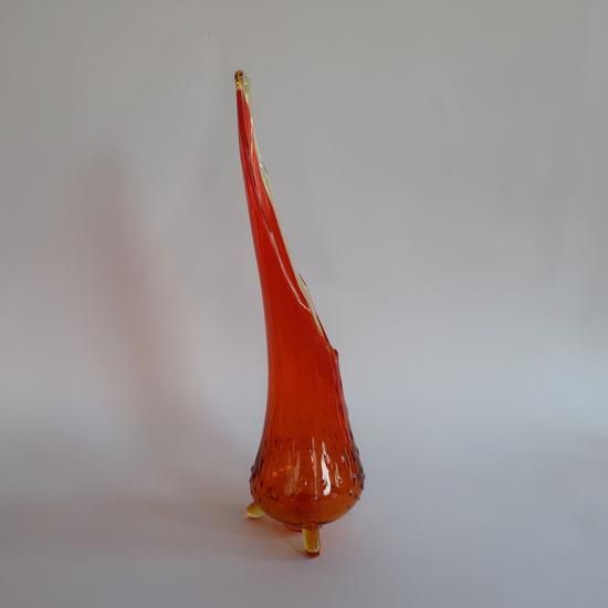 Vintage Swung Art Glass Orange Vase L size/ミッド Vintage Swung Art Glass Orange Vase L size/ミッド