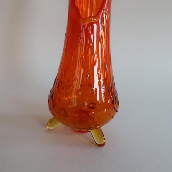 Vintage Swung Art Glass Orange Vase L size/ミッド Vintage Swung Art Glass Orange Vase L size/ミッド