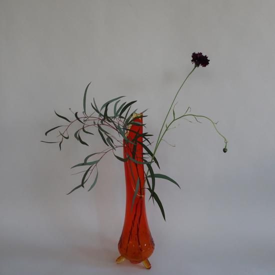 Vintage Swung Art Glass Orange Vase L size/ミッド Vintage Swung Art Glass Orange Vase L size/ミッド