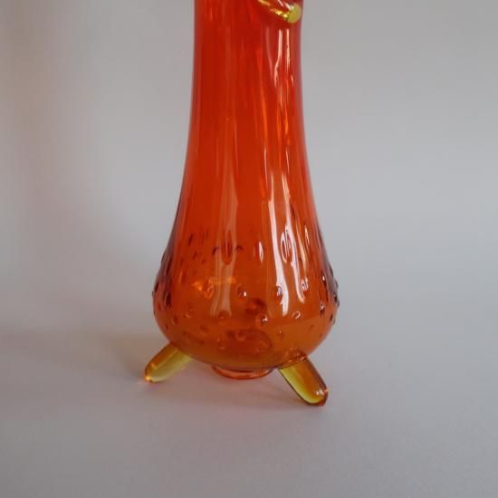 Vintage Swung Art Glass Orange Vase L size/ミッド Vintage Swung Art Glass Orange Vase L size/ミッド