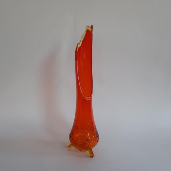 Vintage Swung Art Glass Orange Vase L size/ミッド