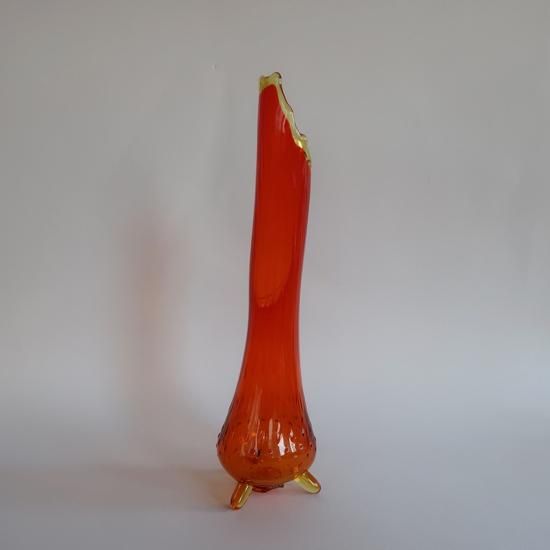 Vintage Swung Art Glass Orange Vase L size/ミッド Vintage Swung Art Glass Orange Vase L size/ミッド