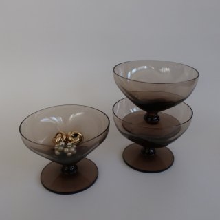 vintage 60s smoke sherbet glass/ビンテージ 1960's スモーク シャーベットグラス アイスクリームカップ(A494)